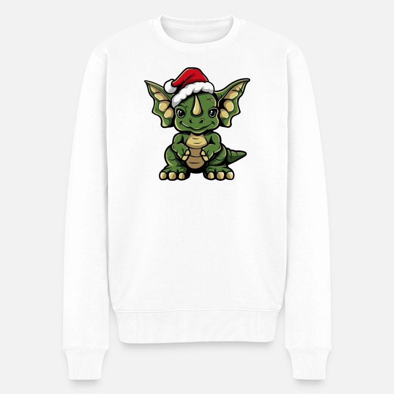 Dinosaurier triceratops Weihnachten - Männer Premium Bio Pullover - Weiß