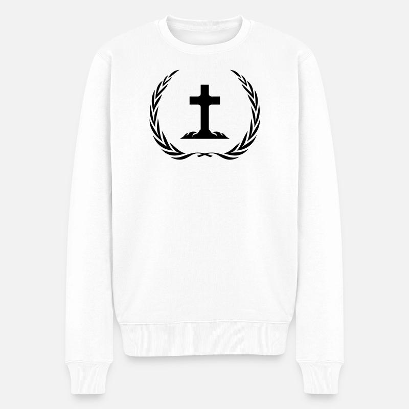 Couronne de symbole de croix - Pull Premium bio Homme - blanc