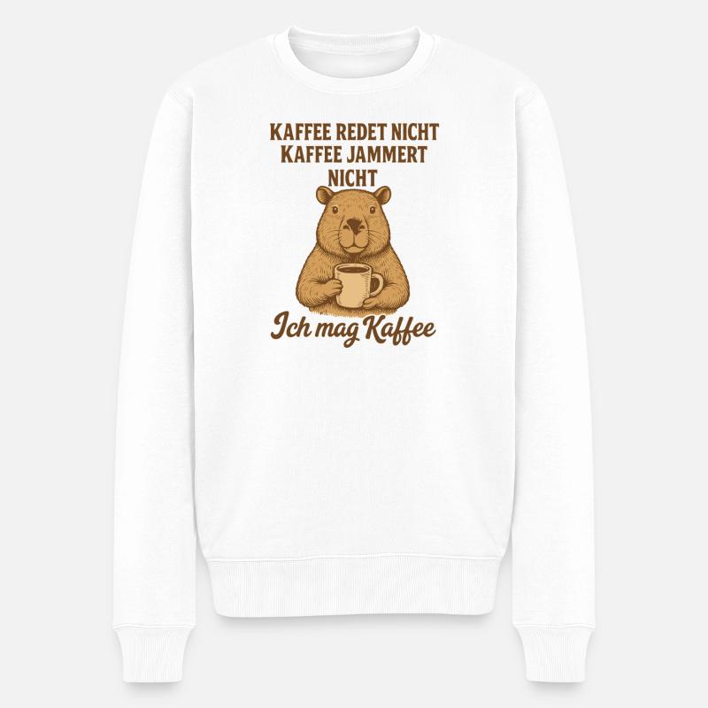 Capybara Kaffee Spruch Lustig - Männer Premium Bio Pullover - Weiß