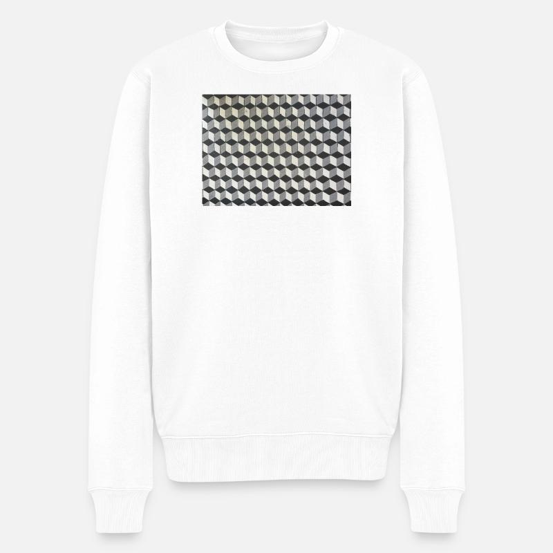 Dreidimensionale Würfel Graustufen - Männer Premium Bio Pullover - Weiß