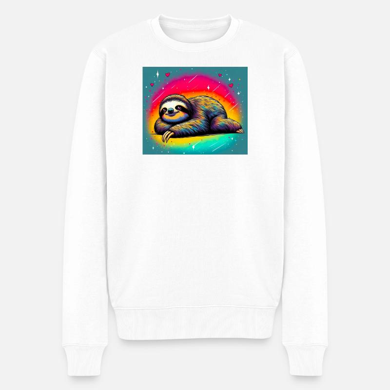 Faultier - Männer Premium Bio Pullover - Weiß