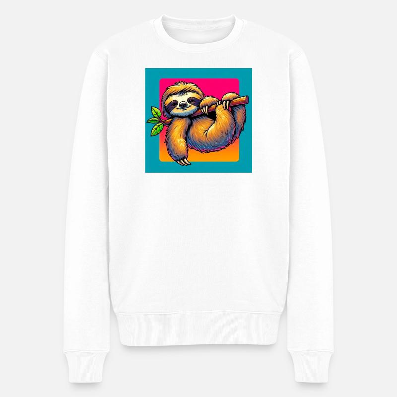 Faultier - Männer Premium Bio Pullover - Weiß