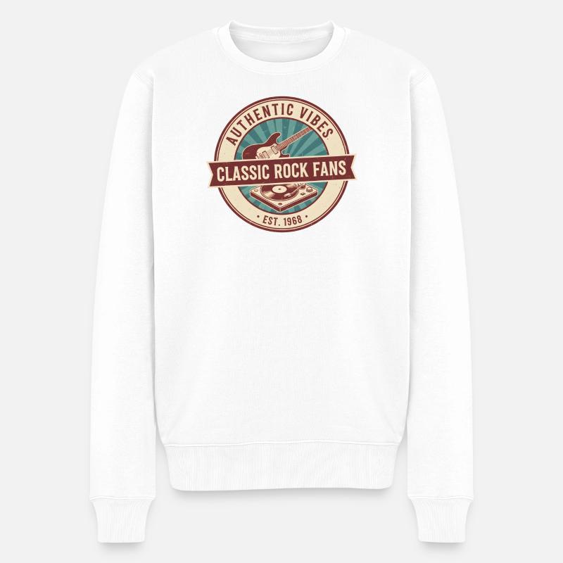 Original Vibes Classic Rock Fans Badge - Männer Premium Bio Pullover - Weiß
