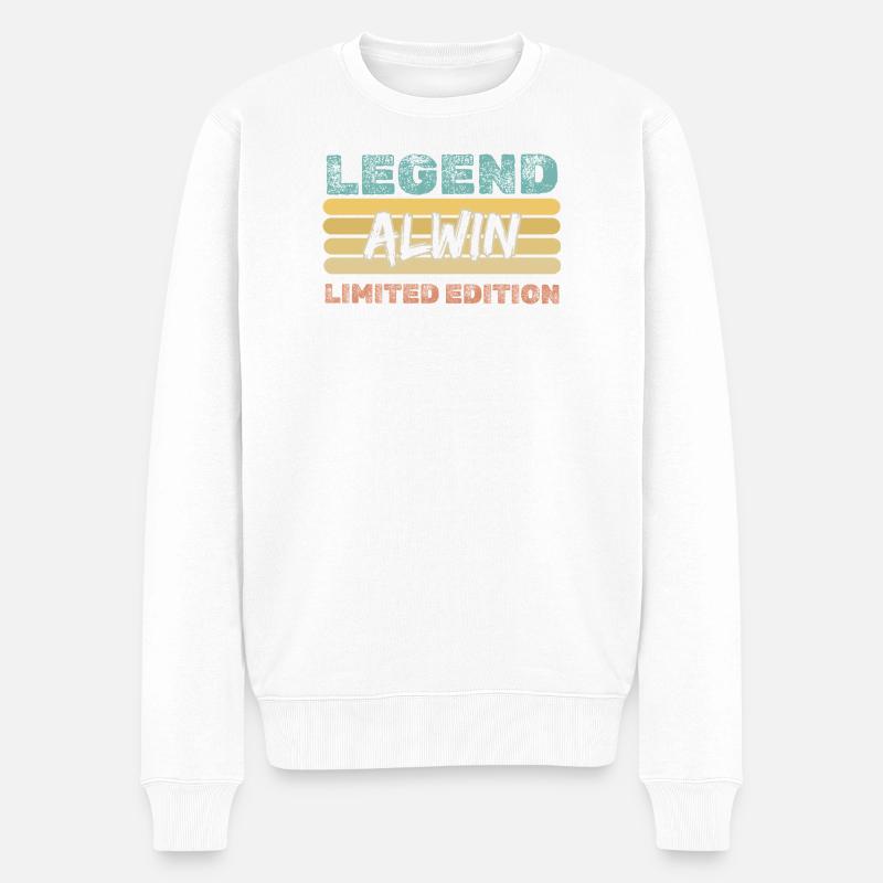 Geschenk für Alwin - Männer Premium Bio Pullover - Weiß
