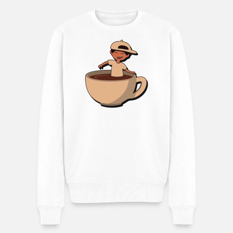Cup Buddy Kaffeespritzer - Männer Premium Bio Pullover - Weiß