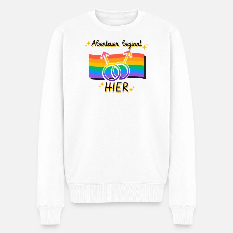 Vernetzte Pride Geschlechtsymbole - Männer Premium Bio Pullover - Weiß