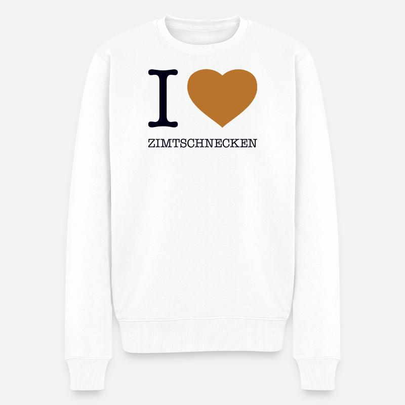 I love Zimtschnecken - Männer Premium Bio Pullover - Weiß