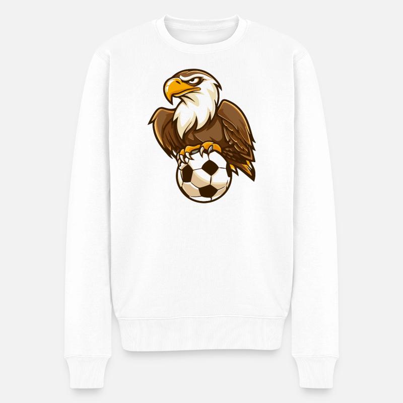 Adler Kick Fußball Motiv - Männer Premium Bio Pullover - Weiß