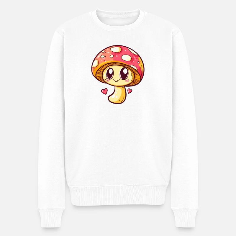 Illustration de cœur de champignon kawaii - Pull Premium bio Homme - blanc