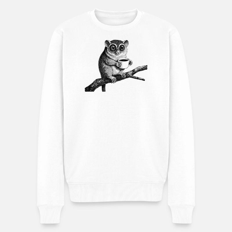 Kaffee Tarsier - Männer Premium Bio Pullover - Weiß