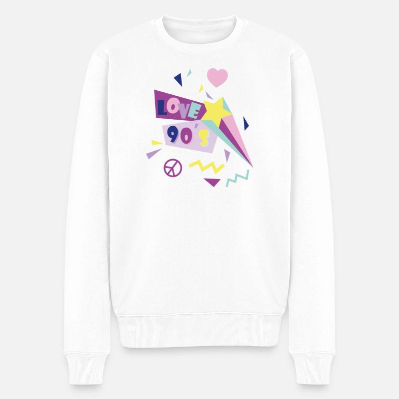 90er - Männer Premium Bio Pullover - Weiß
