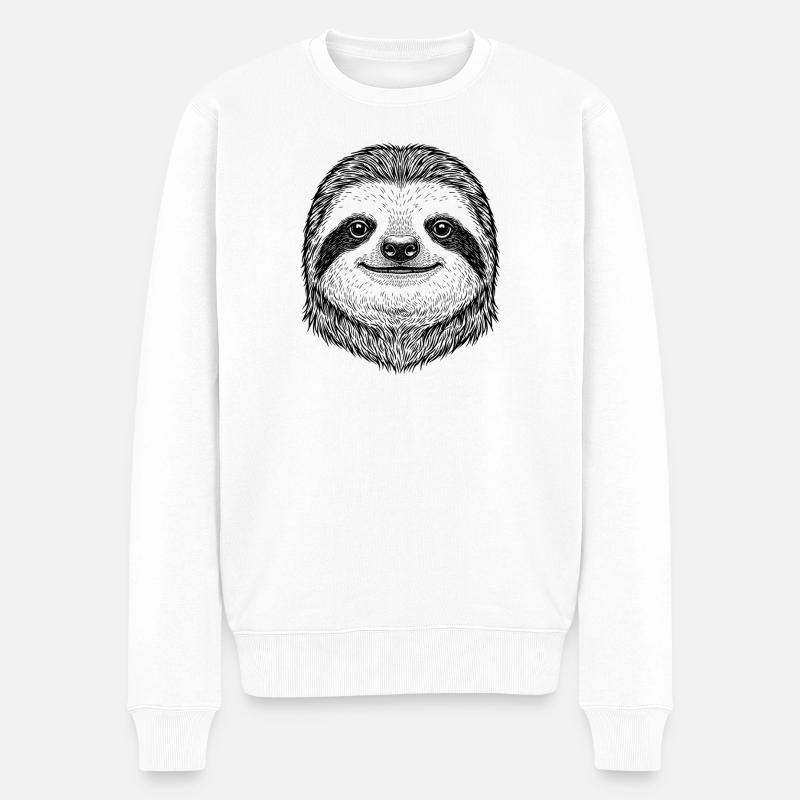 Faultier - Männer Premium Bio Pullover - Weiß