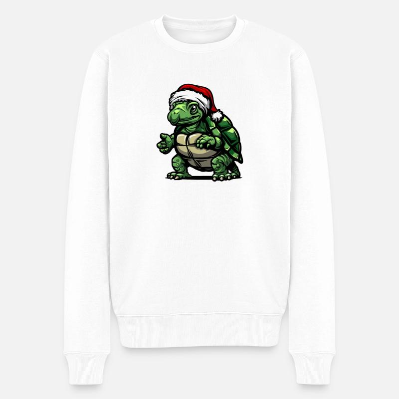 Schildkröte Weihnachten - Männer Premium Bio Pullover - Weiß