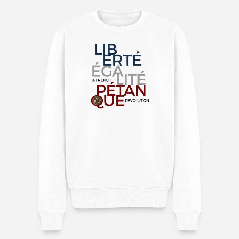 Liberté Égalité Pétanque Boule - Pull Premium bio Homme - blanc
