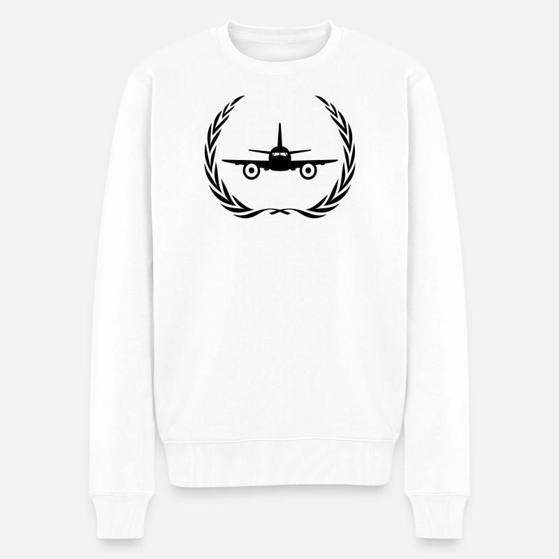 Flugzeug Symbol Kranz - Männer Premium Bio Pullover - Weiß