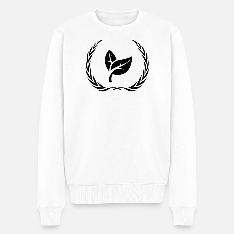 Blatt Ökologie Kranz - Männer Premium Bio Pullover - Weiß