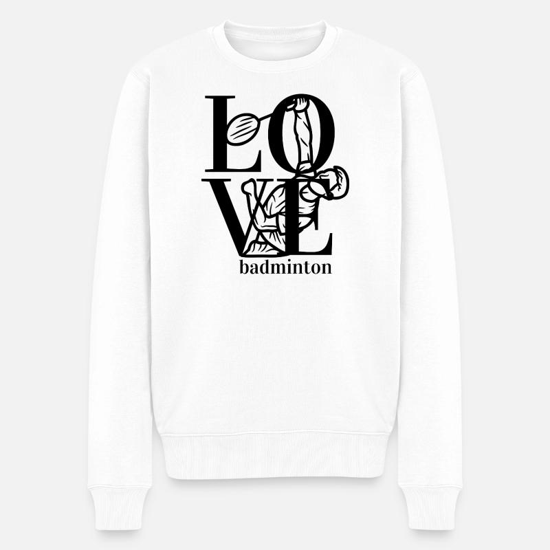 Ich liebe Badminton. - Männer Premium Bio Pullover - Weiß