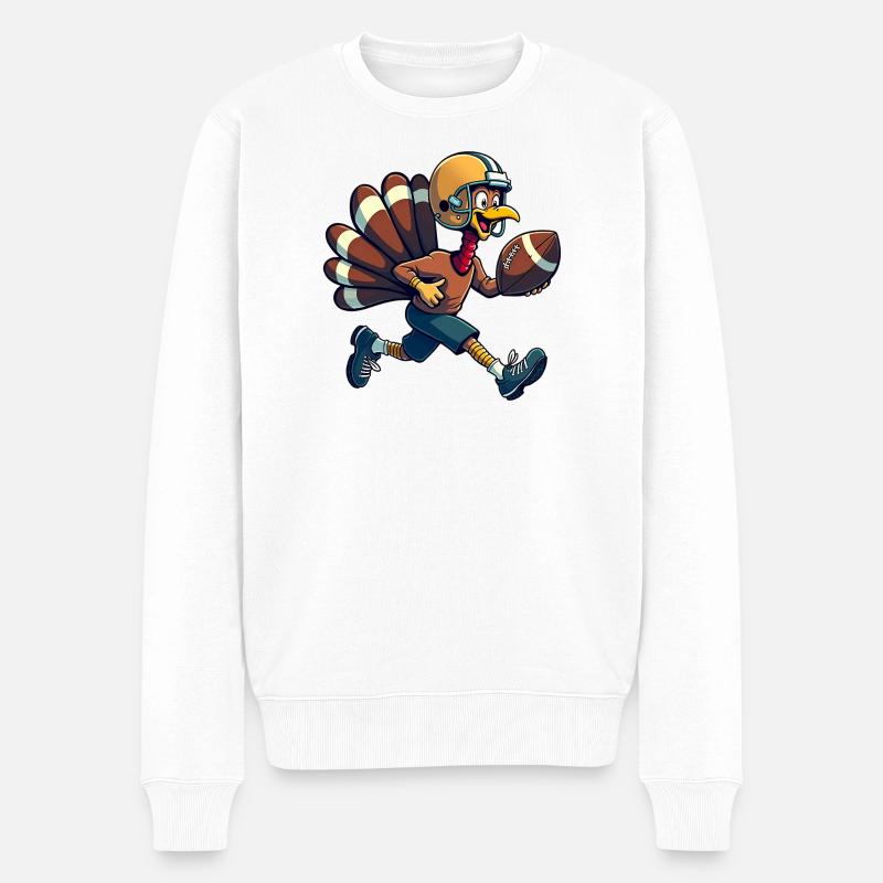 Thanksgiving Football Truthahn - Männer Premium Bio Pullover - Weiß
