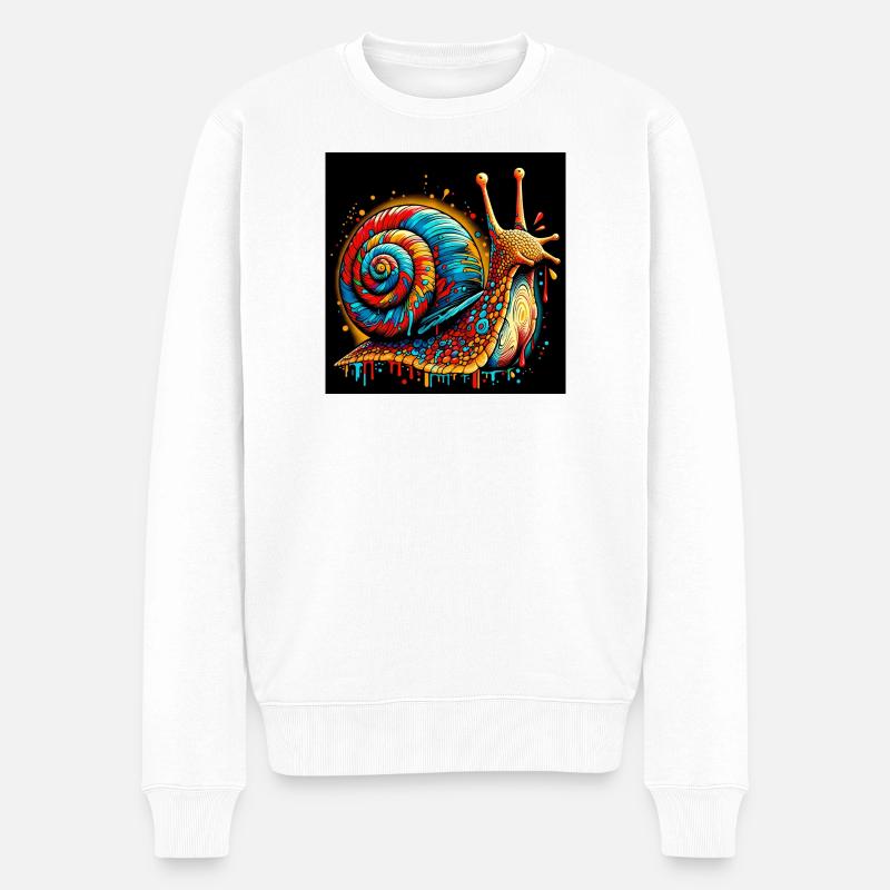 Schnecke - Männer Premium Bio Pullover - Weiß