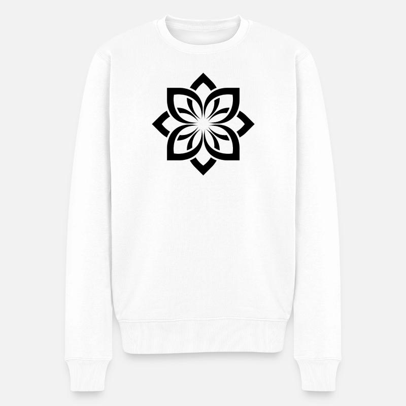 Geometrische Blüten Mandala Chogan - Männer Premium Bio Pullover - Weiß