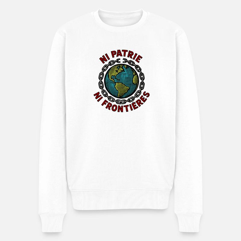 Weder Heimat noch Grenzen - Männer Premium Bio Pullover - Weiß