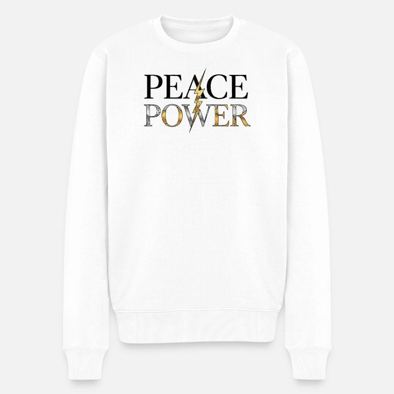 Frieden und Macht - Männer Premium Bio Pullover - Weiß