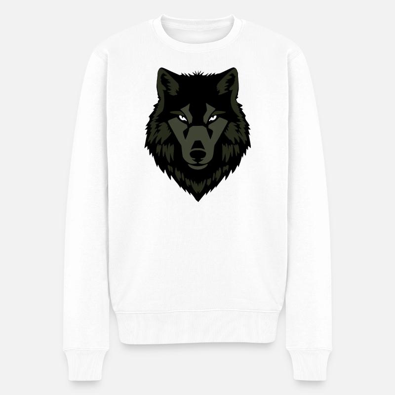 Wolf_grau_T shirt_Geschenk_Jaeger - Pull Premium bio Homme - blanc