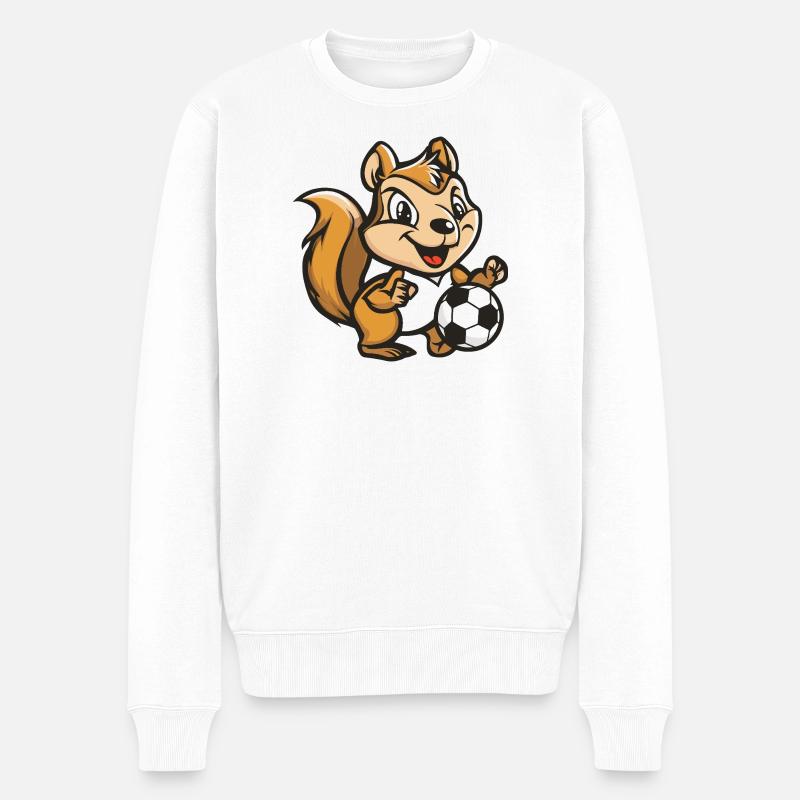Eichhörnchen Fußball - Männer Premium Bio Pullover - Weiß