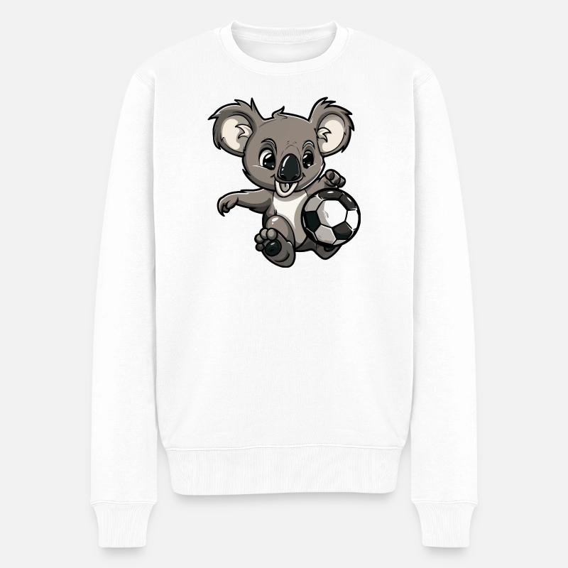 Koala Fußball Comic - Männer Premium Bio Pullover - Weiß