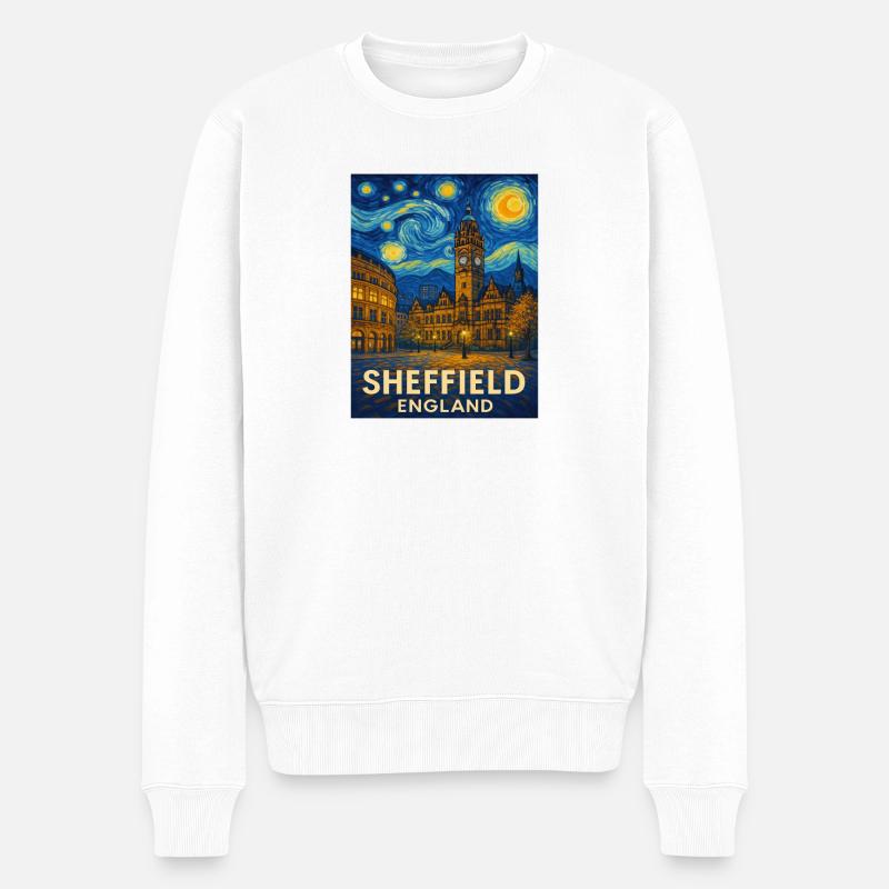 Sheffield, Angleterre - Pull Premium bio Homme - blanc