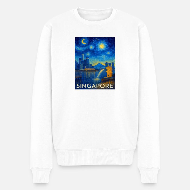 Singapur - Männer Premium Bio Pullover - Weiß