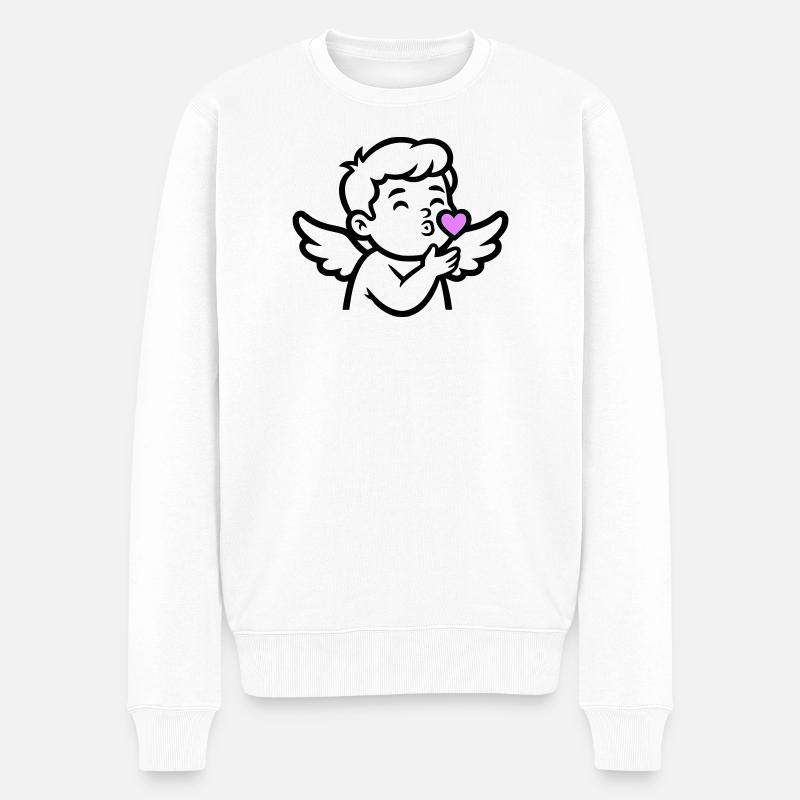 Ange Cupidon mignon | Amour et Saint-Valentin - Pull Premium bio Homme - blanc