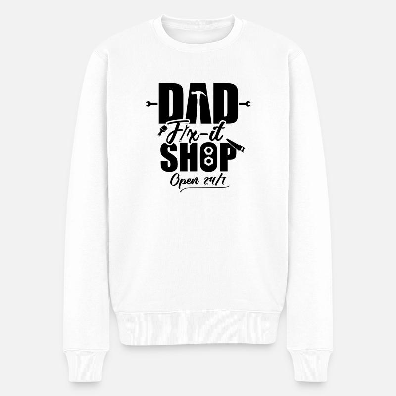 Papa Répare ça Boutique / Ouvert 24h/24 et 7j/7 - Pull Premium bio Homme - blanc