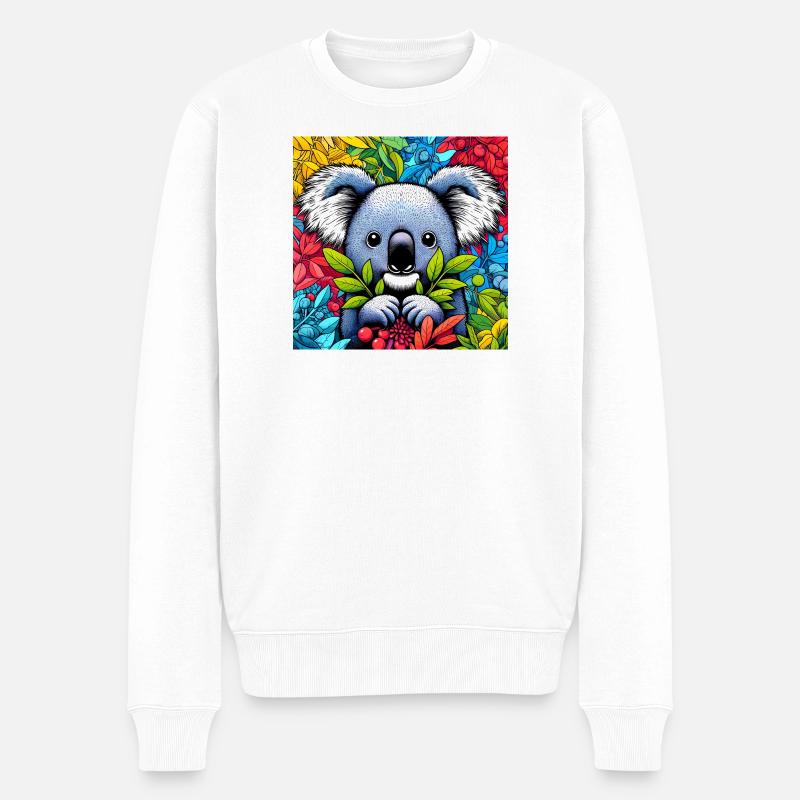 Koala - Männer Premium Bio Pullover - Weiß