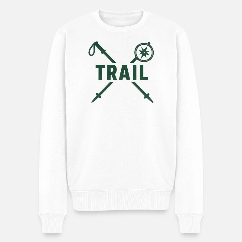Trail Adventure Kompass und Klingen - Männer Premium Bio Pullover - Weiß