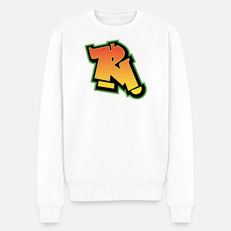 Graffiti-Schrift Wildstyle 01 Buchstabe 'R' - Männer Premium Bio Pullover - Weiß