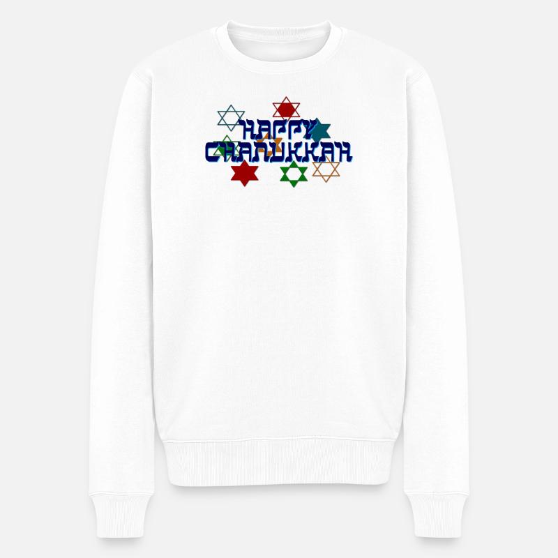 Happy Chanukkah - Männer Premium Bio Pullover - Weiß