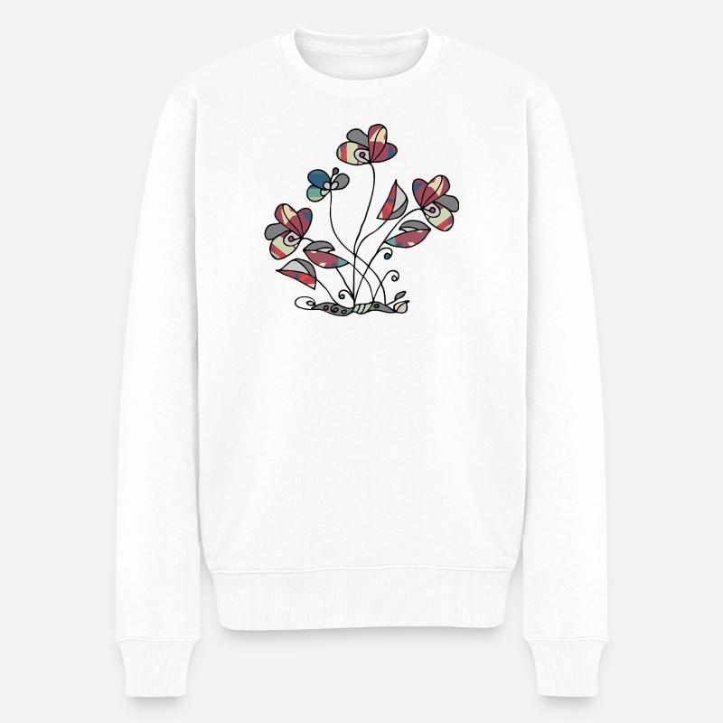 Blumen - Männer Premium Bio Pullover - Weiß