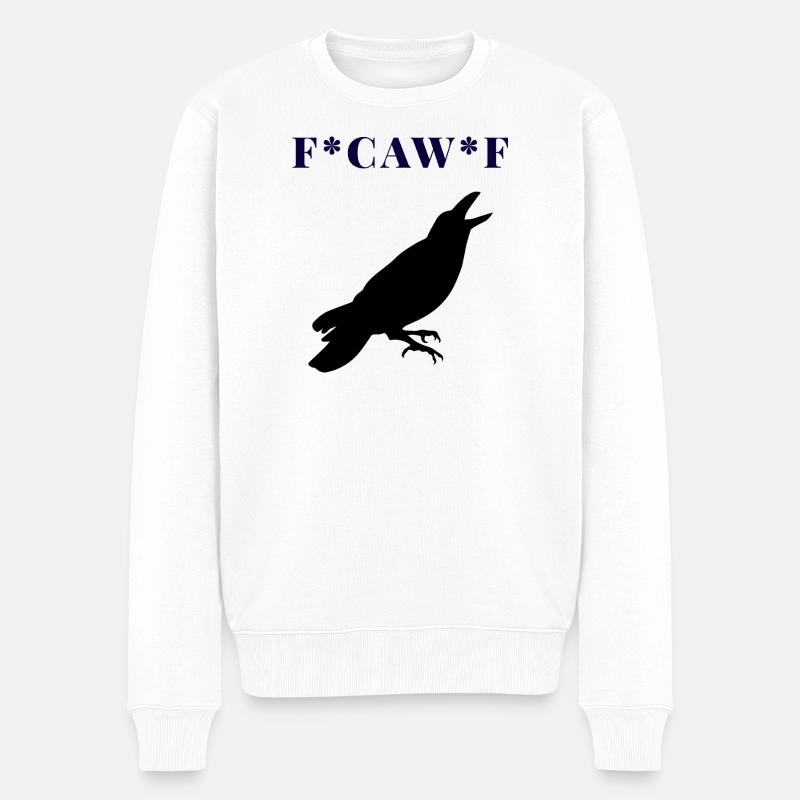 FCAWF Funny Crow Bird Design - Männer Premium Bio Pullover - Weiß