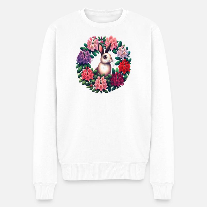 Lapin floral circulaire - Pull Premium bio Homme - blanc