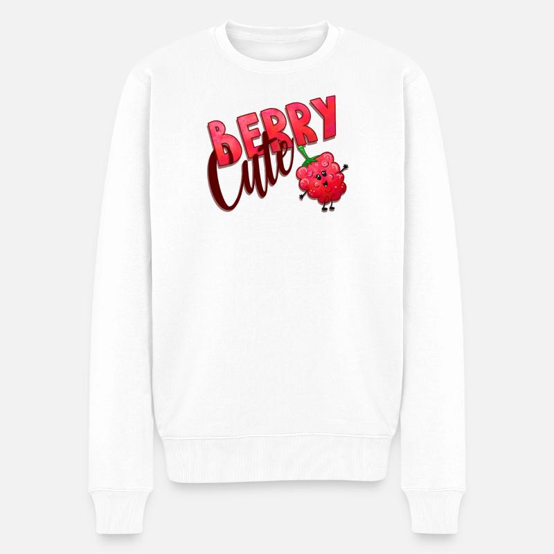 Berry Cute Himbeere - Männer Premium Bio Pullover - Weiß