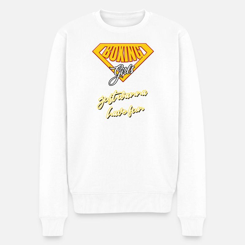 boxing girl - Männer Premium Bio Pullover - Weiß