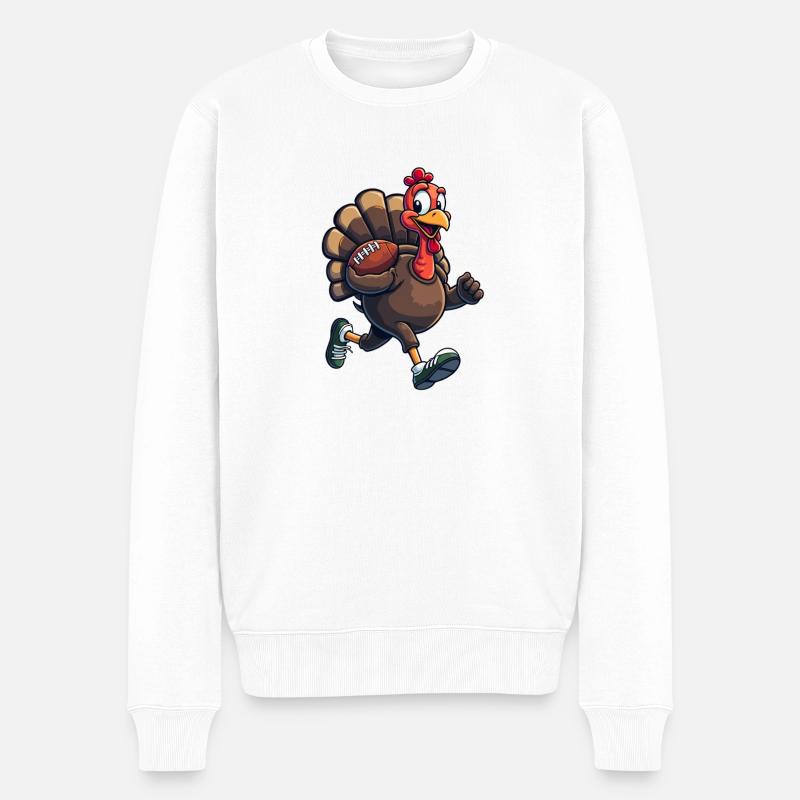 Thanksgiving Football Truthahn - Männer Premium Bio Pullover - Weiß