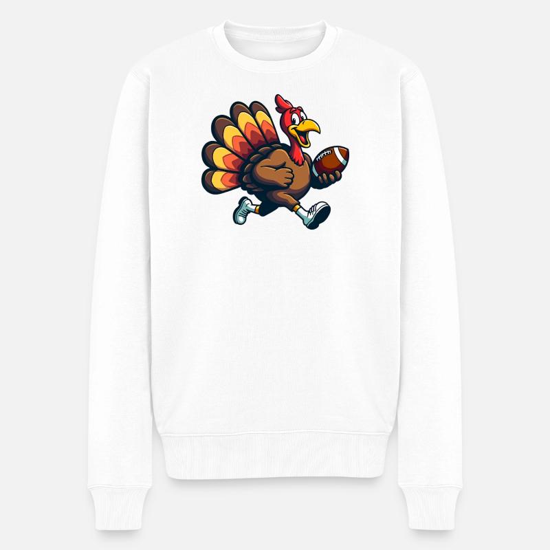 Thanksgiving Football Truthahn - Männer Premium Bio Pullover - Weiß