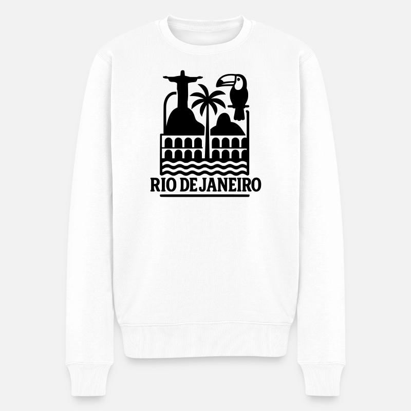 rio de janeiro silhouette - Männer Premium Bio Pullover - Weiß