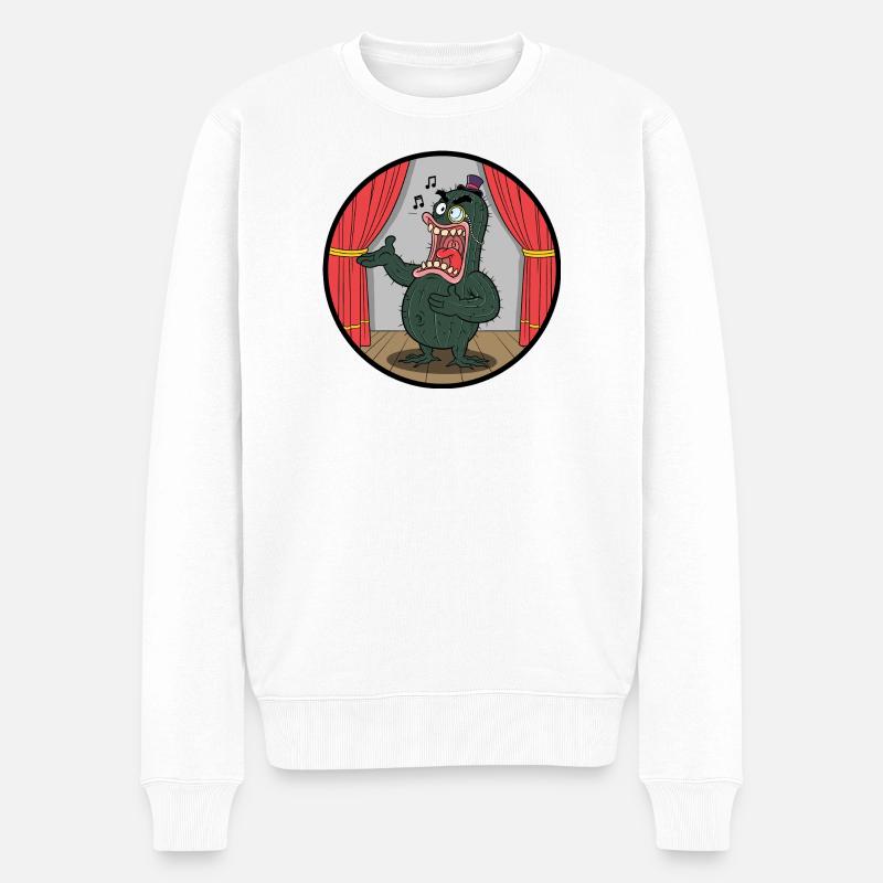 Kaktus-Showman auf der Bühne - Männer Premium Bio Pullover - Weiß