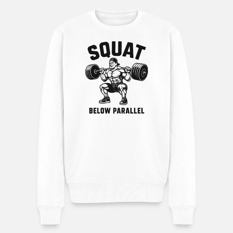 Kniebeuge unter parallelem Schwergewichtler - Männer Premium Bio Pullover - Weiß