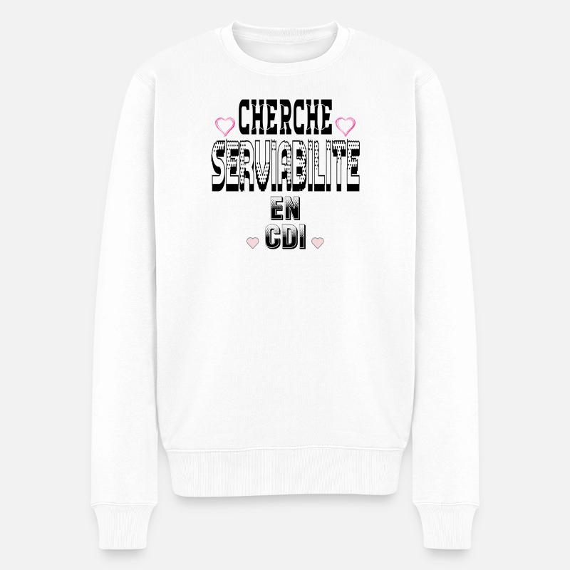 Cherche Serviabilité en CDI - Pull Premium bio Homme - blanc