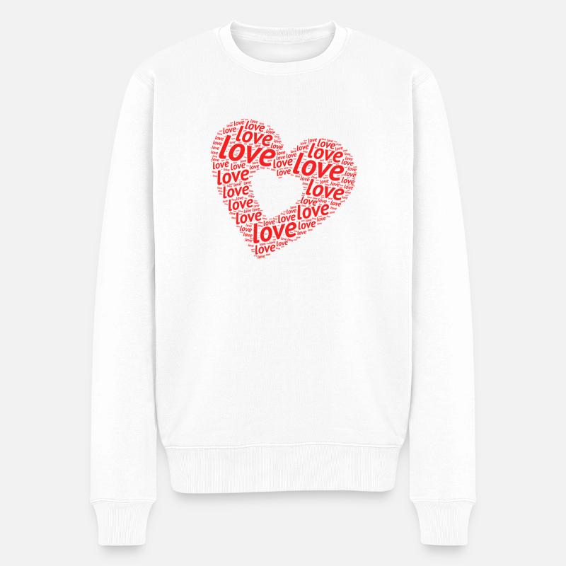Typografisches Liebesherz - Männer Premium Bio Pullover - Weiß