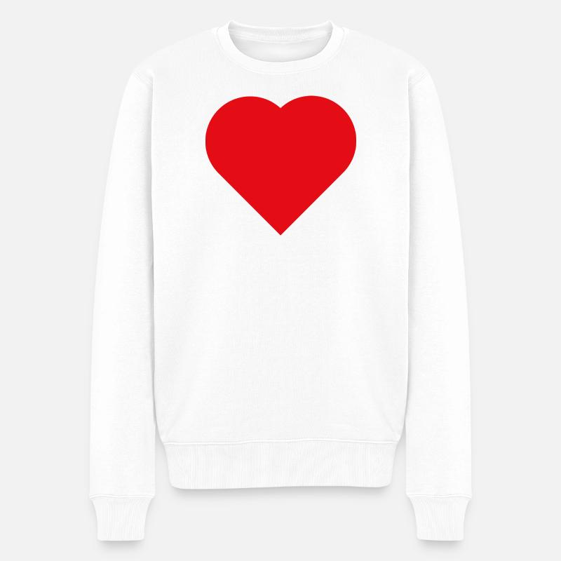 Minimalistisches rotes Herz - Männer Premium Bio Pullover - Weiß